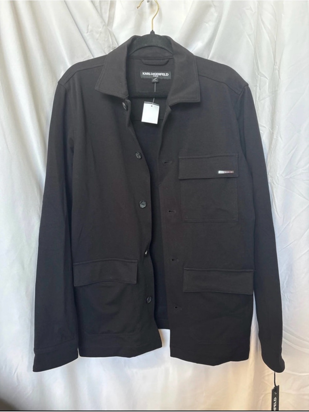Karl Lagerfeld Black Lightweight Utility Shirt Jacket